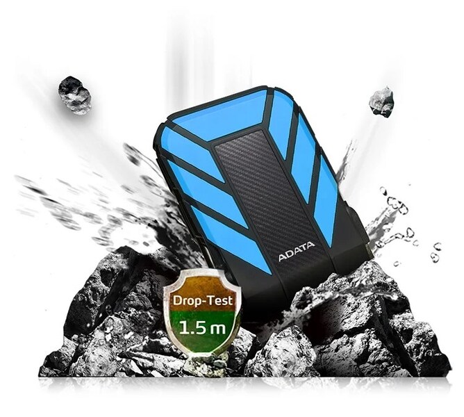 ارد اکسترنال HD710 Pro 2TB ای دیتا در برابر سقوط از ارتفاع 1.5 متری مقاوم است.